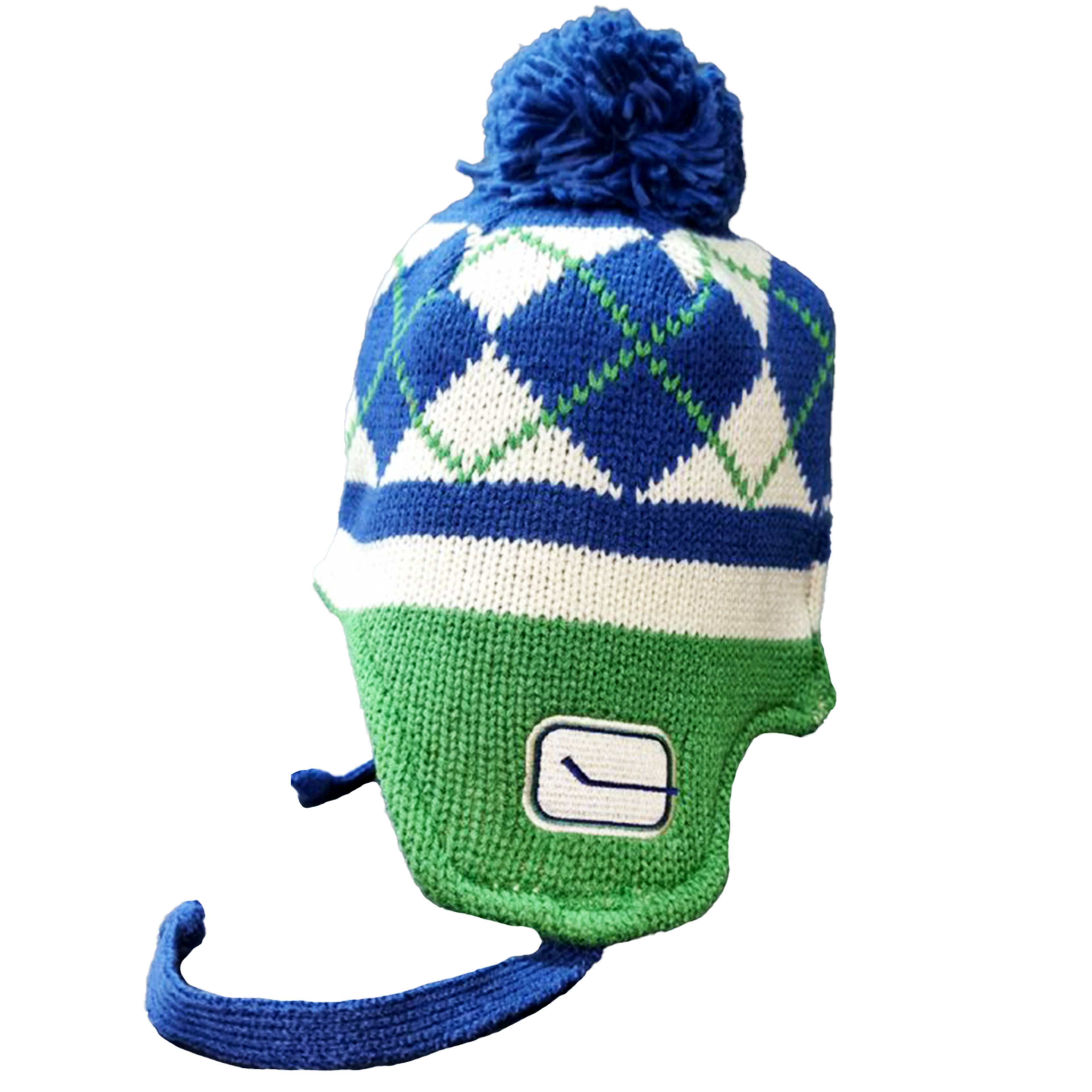 Шапка-ушанка CCM Vintage Vancouver Canucks сине-бело-зелёная