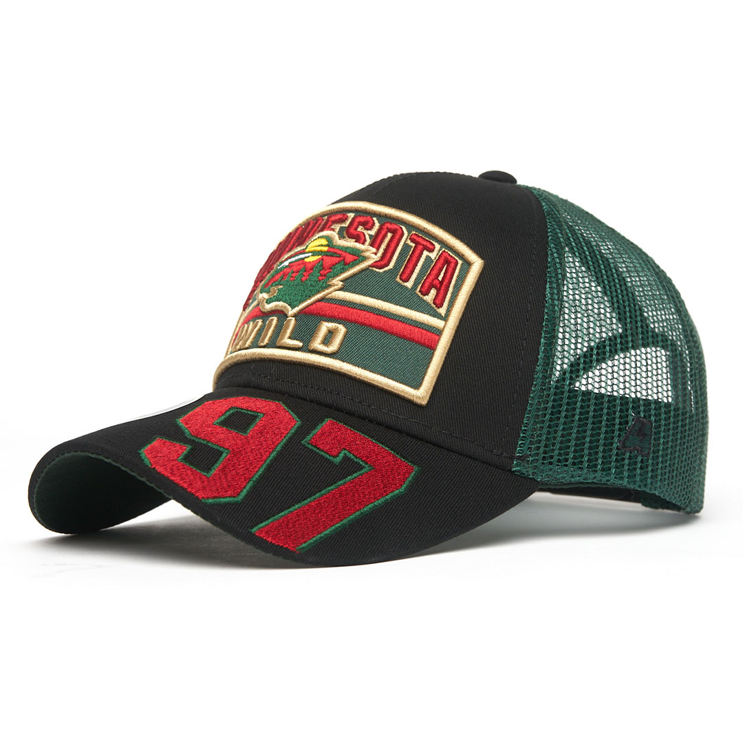 Купить Бейсболка "NHL Minnesota Wild" №97 черно-зеленая с сеткой 52-54 в Казахстане — Hockey1.kz