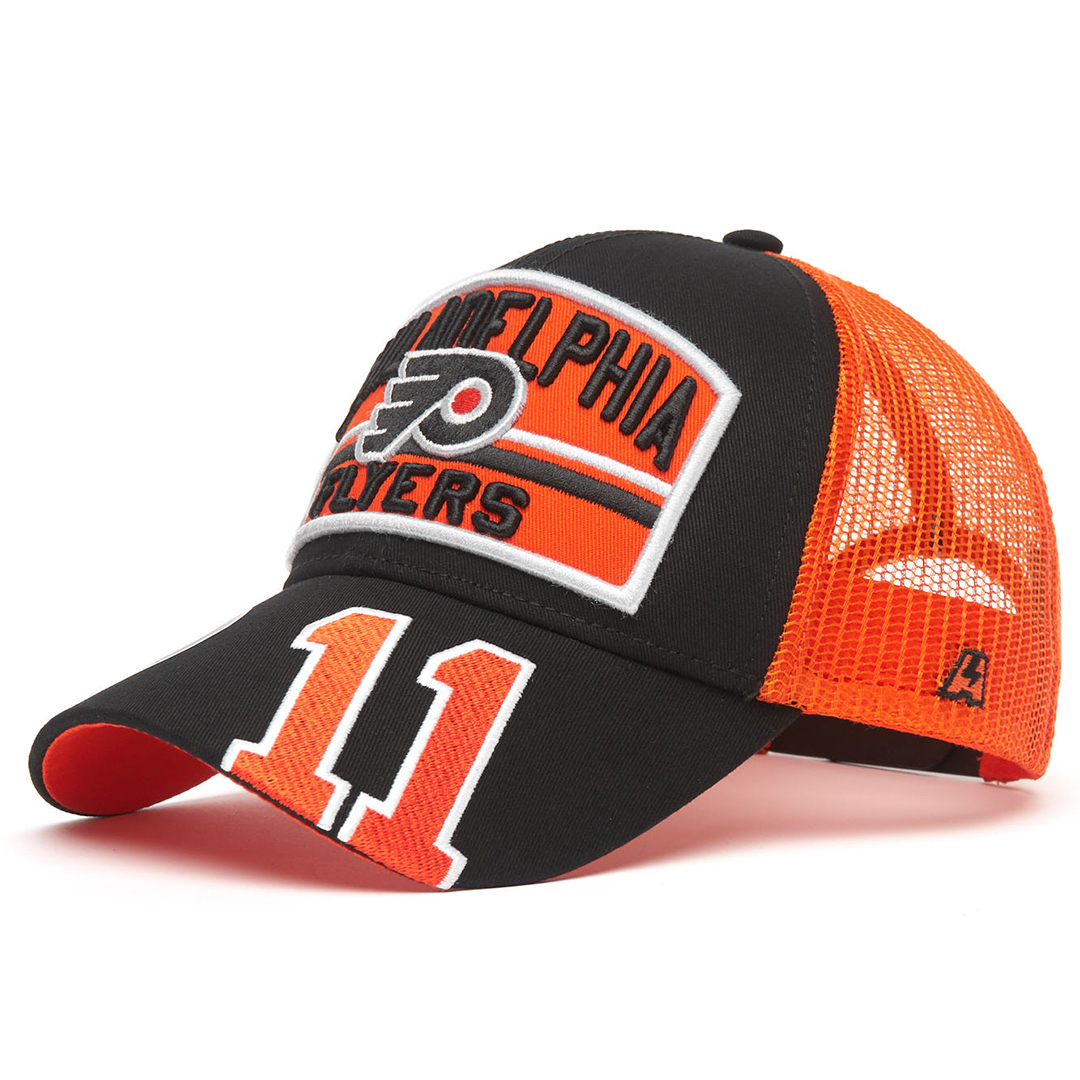 Купить Бейсболка "NHL Philadelphia Flyers" №11 черно-оранжевая с сеткой 55-58 в Казахстане — Hockey1.kz