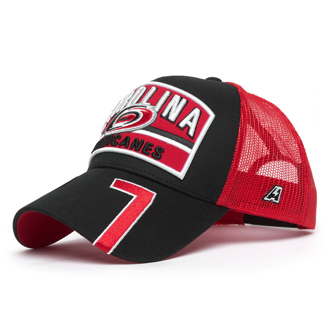 Купить Бейсболка "NHL Carolina Hurricanes Est. 1997" №7 черно-красная с сеткой 55-58 в Казахстане — Hockey1.kz