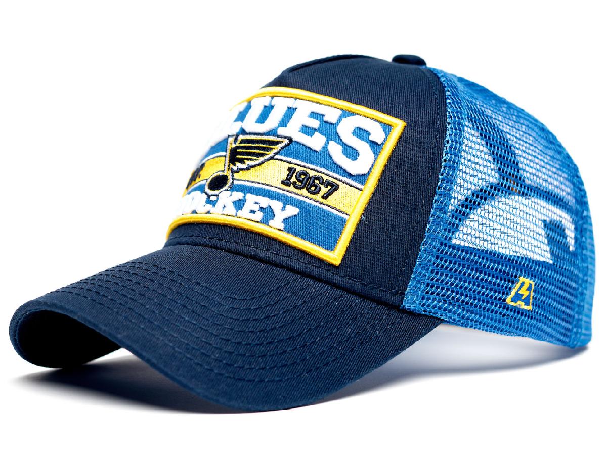 Бейсболка "NHL St.-Louis Blues Hockey Est. 1967" темно-синяя с сеткой