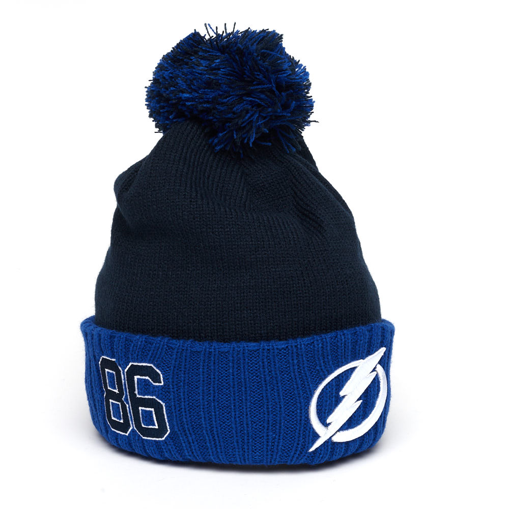 Купить Шапка "NHL Tampa Bay Lightning" №86 с помпоном с вышивкой синяя в Казахстане — Hockey1.kz