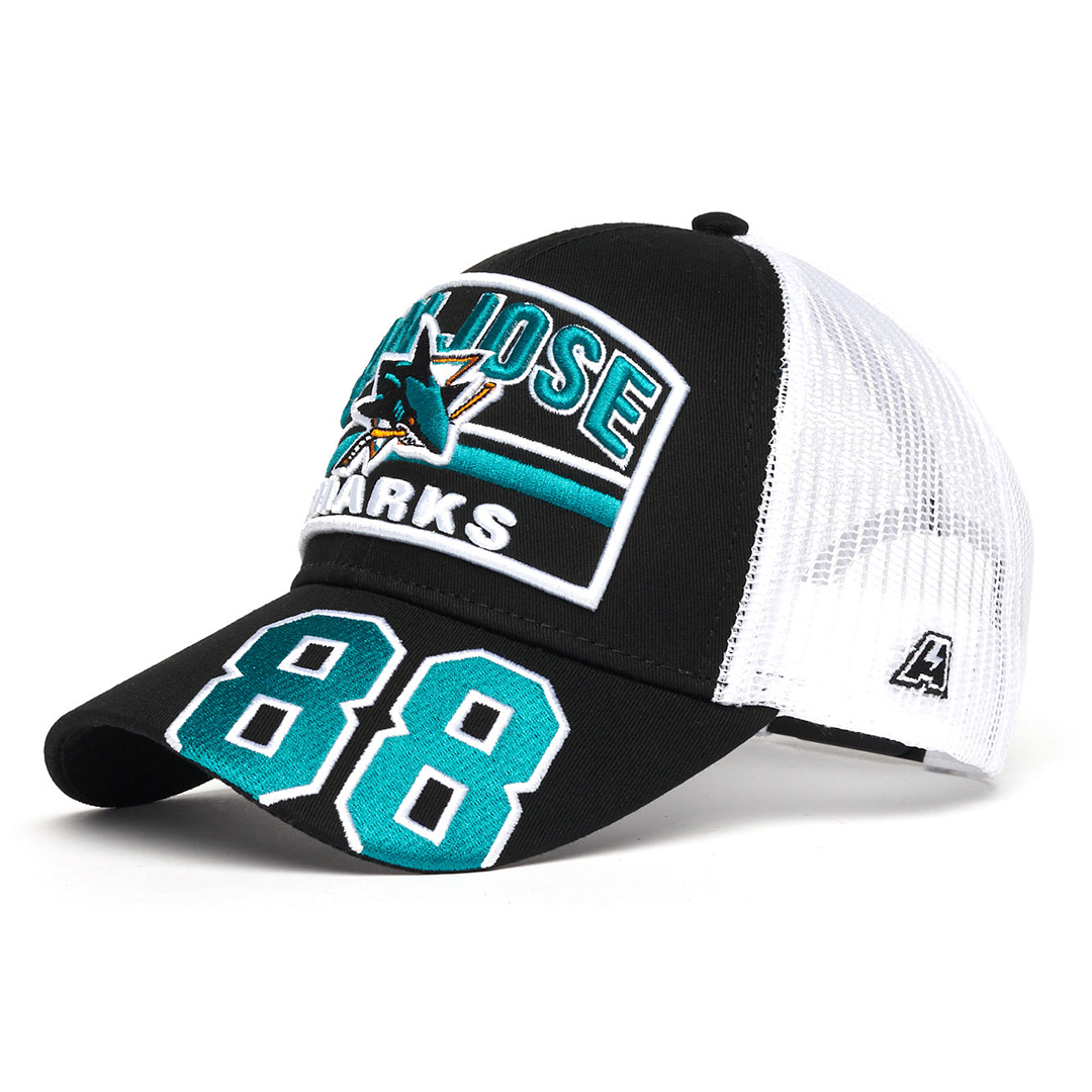 Купить Бейсболка "NHL San Jose Sharks" №88 черно-белая с сеткой 55-58 в Казахстане — Hockey1.kz