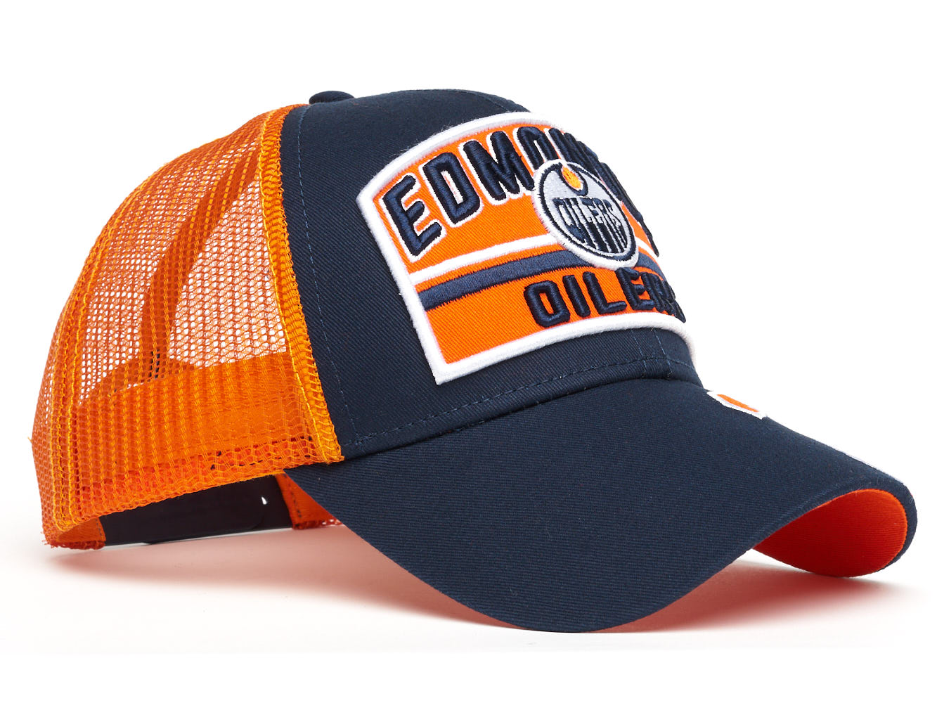 Бейсболка "NHL Edmonton Oilers" №29 сине-оранжевая с сеткой 55-58