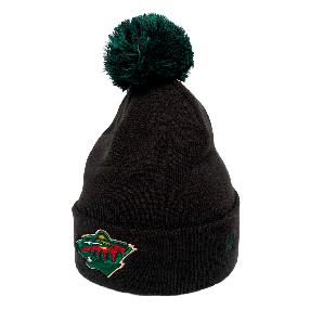 Шапка "NHL Minnesota Wild" с помпоном черно-зеленая 55-58
