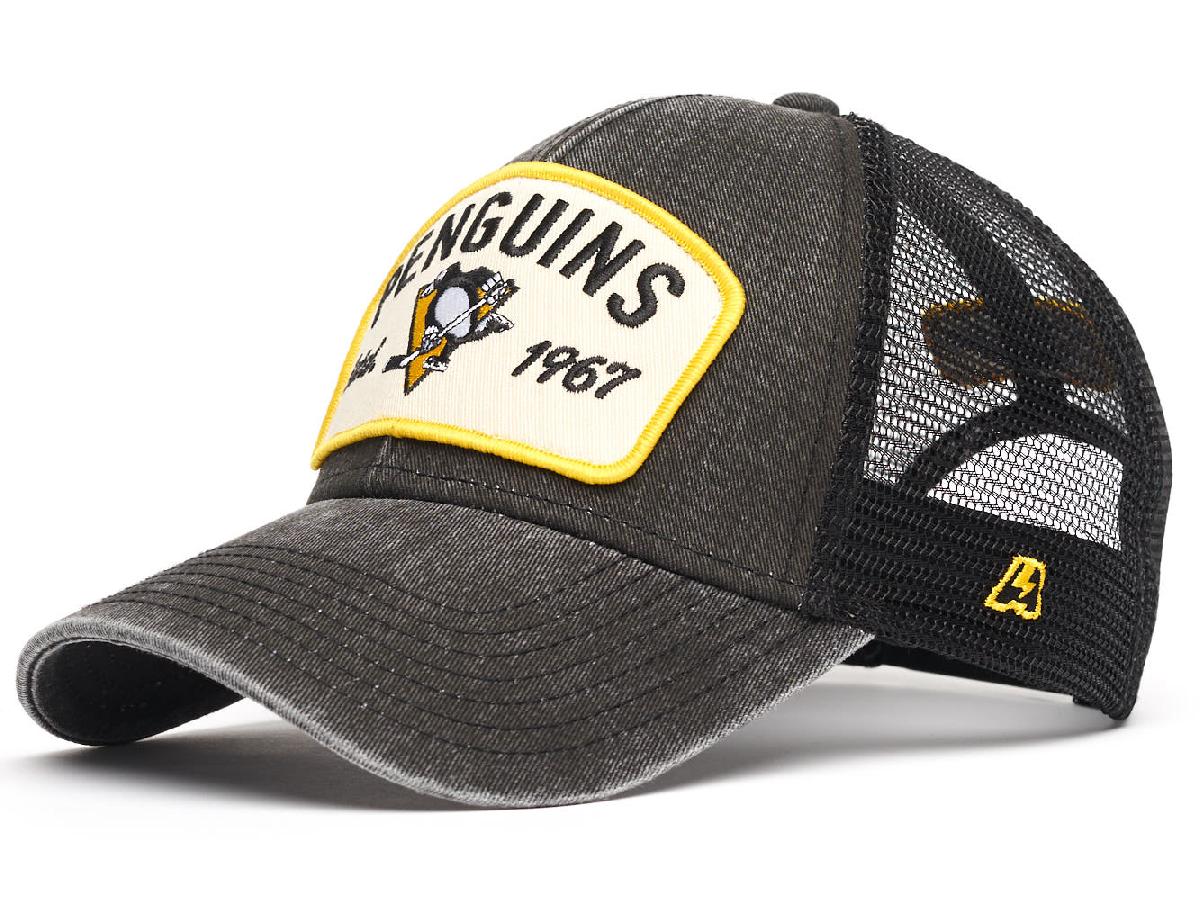Бейсболка "NHL Pittsburgh Penguins Est. 1967" черная с сеткой 55-58