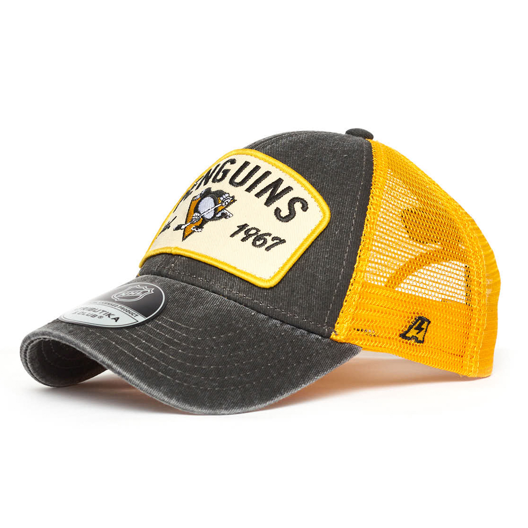 Купить Бейсболка "NHL Pittsburgh Penguins Est. 1967" черно-желтая с сеткой 52-54 в Казахстане — Hockey1.kz