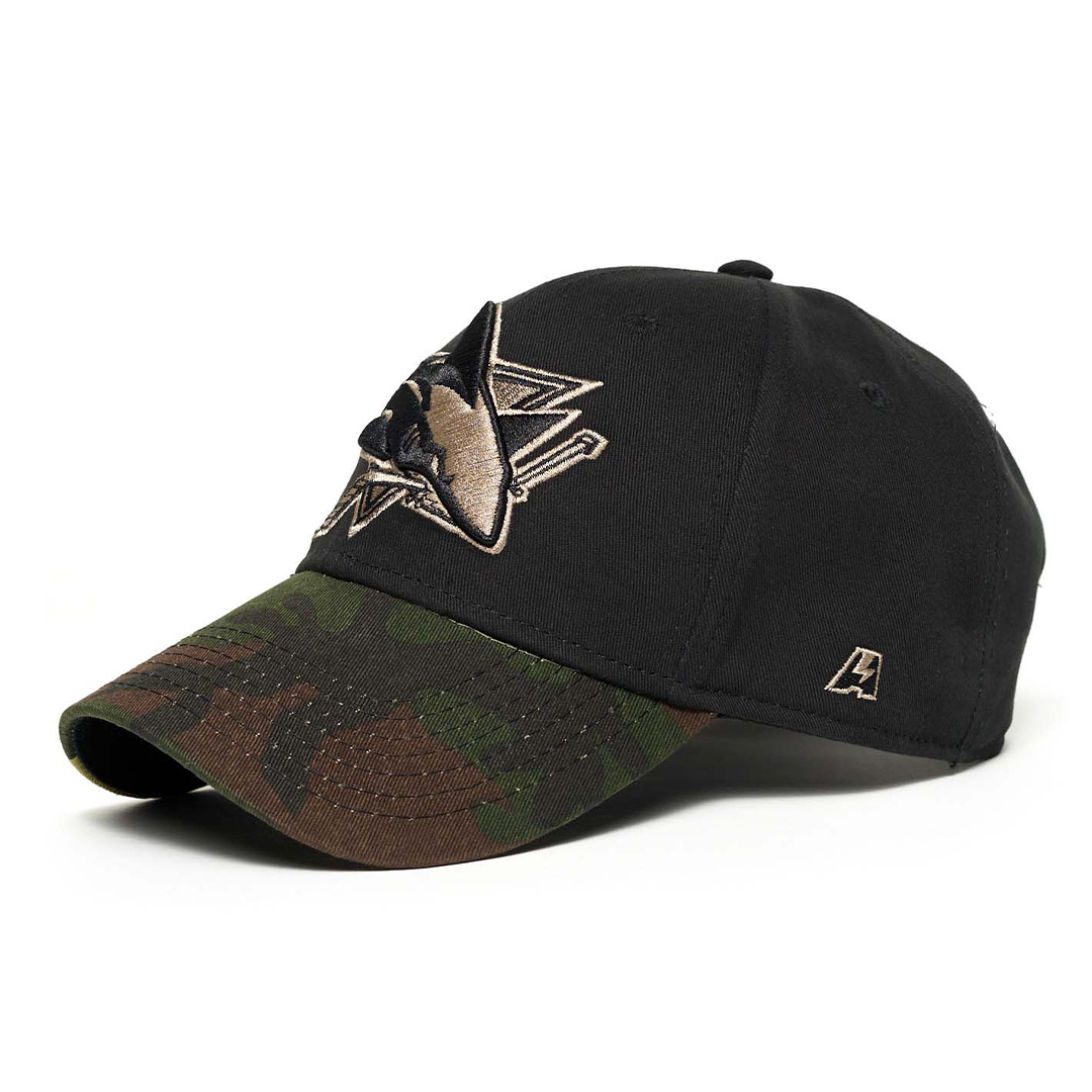 Купить Бейсболка "NHL San Jose Sharks" черная с камуфляжным козырьком (подростковая) в Казахстане — Hockey1.kz