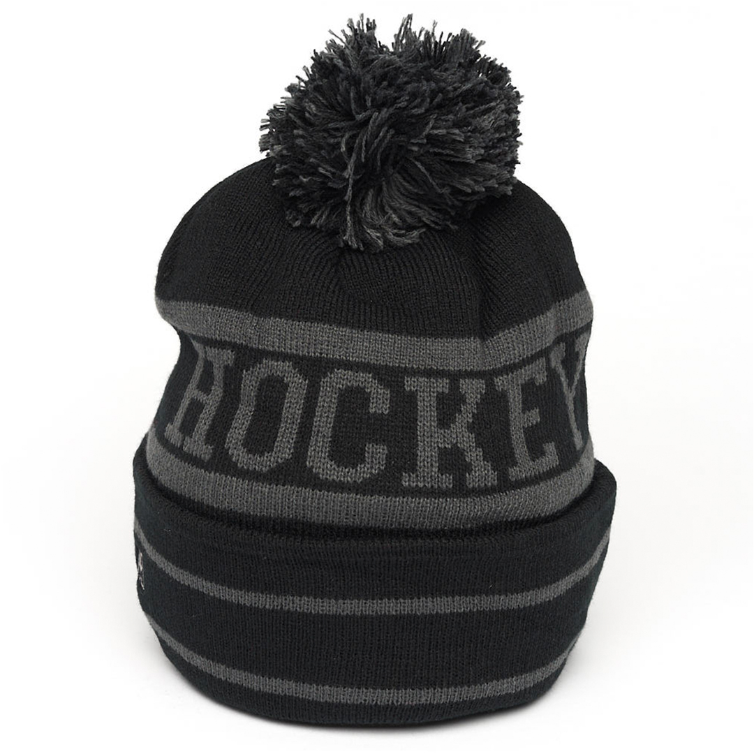 Шапка "KHL" (Steel Collection) с помпоном с вышивкой серо-черная