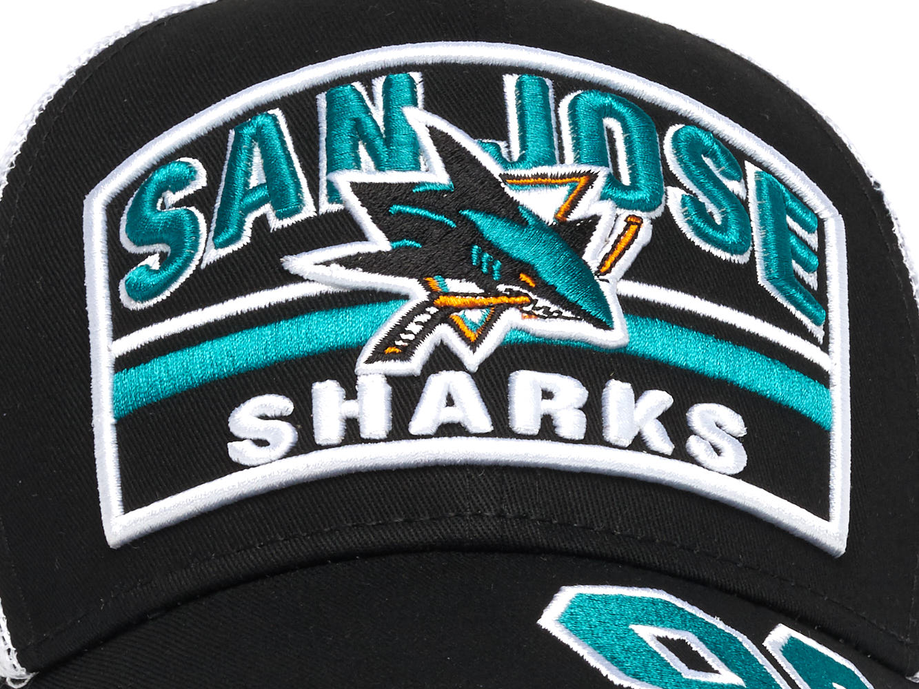 Бейсболка "NHL San Jose Sharks" №88 черно-белая с сеткой 55-58