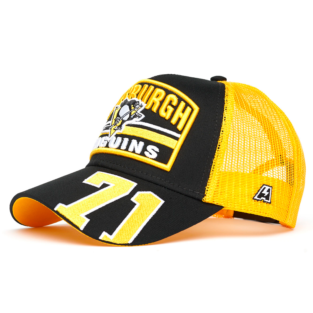 Купить Бейсболка "NHL Pittsburgh Penguins" №71 черно-желтая с сеткой 55-58 в Казахстане — Hockey1.kz