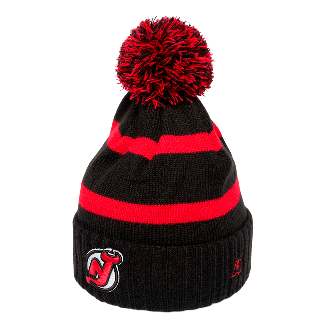 Купить Шапка "NHL New Jersey Devils" с помпоном черно-красная 55-58 в Казахстане — Hockey1.kz