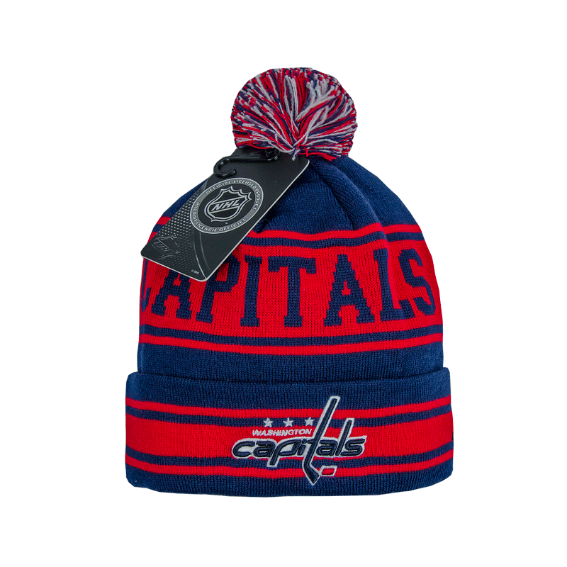 Купить Шапка "NHL Washington Capitals" с помпоном с вышивкой сине-красная в Казахстане — Hockey1.kz