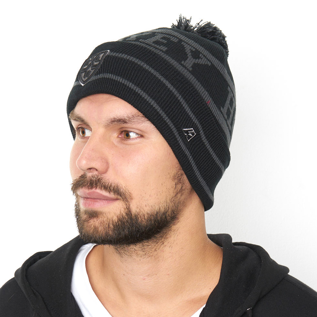 Купить Шапка "KHL" (Steel Collection) с помпоном с вышивкой серо-черная в Казахстане — Hockey1.kz
