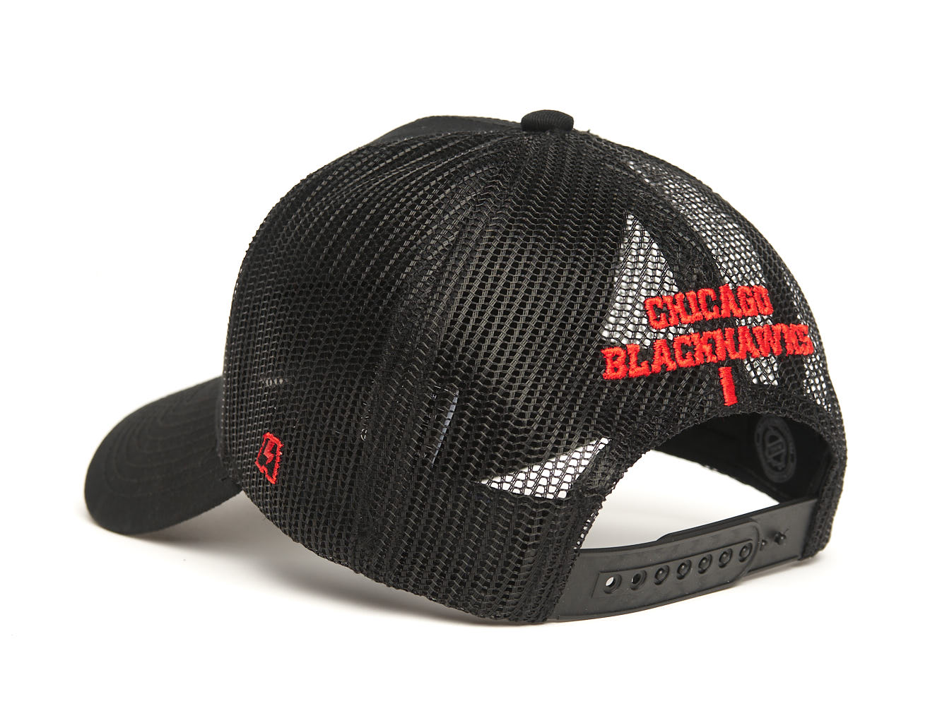 Бейсболка "NHL Chicago Black Hawks" черная с сеткой (подростковая)
