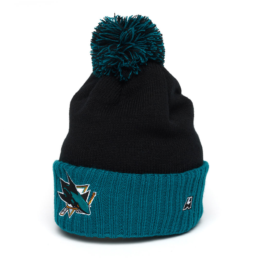 Купить Шапка "NHL San Jose Sharks" с помпоном черно-бирюзовая 55-58 в Казахстане — Hockey1.kz