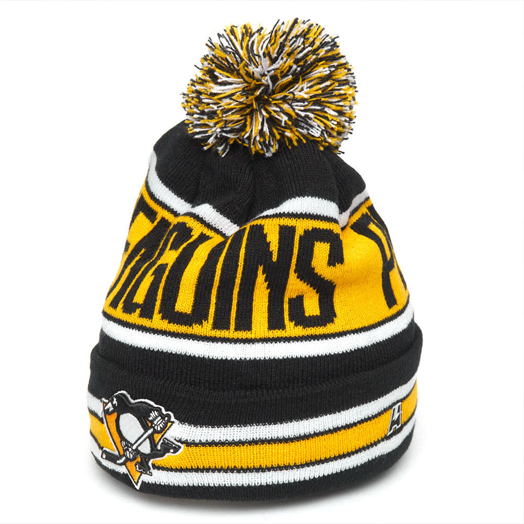 Купить Шапка "NHL Pittsburgh Penguins" с помпоном черно-желтая 55-58 в Казахстане — Hockey1.kz