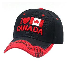Бейсболка I Love Canada с вышивкой черно-красная