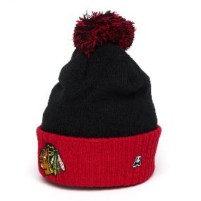 Шапка "NHL Chicago Blackhawks" с помпоном черно-красная 55-58