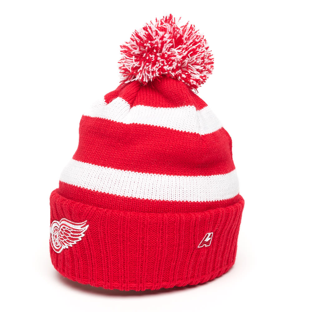 Купить Шапка "NHL Detroit Red Wings" с помпоном с вышивкой красно-белая в Казахстане — Hockey1.kz