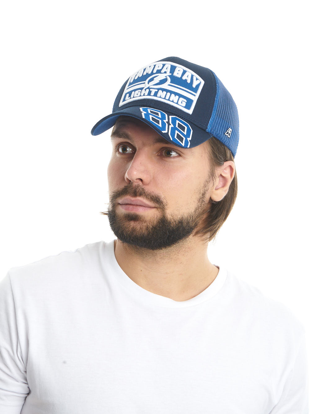 Бейсболка "NHL Tampa Bay Lightings" №88 синяя с сеткой 55-58