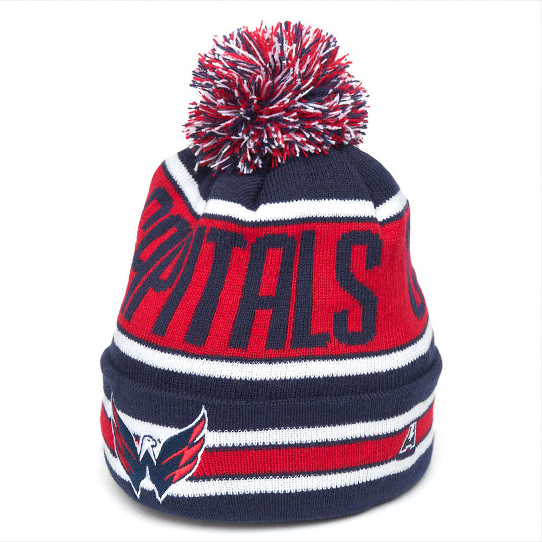 Купить Шапка "NHL Washington Capitals" с помпоном сине-красная 55-58 в Казахстане — Hockey1.kz