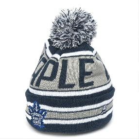 Шапка "NHL Toronto Maple Leafs" с помпоном сине-серая 55-58