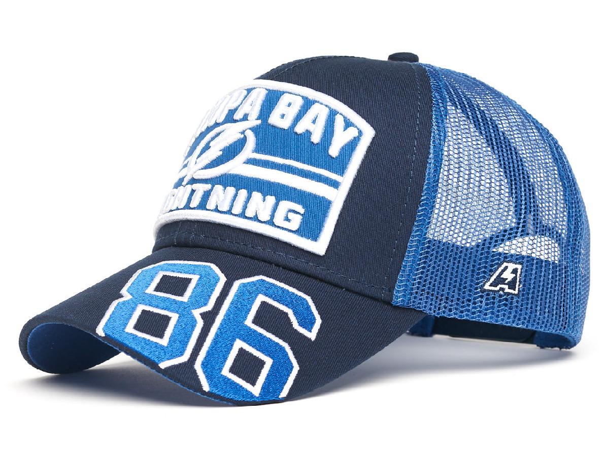 Бейсболка "NHL Tampa Bay Lightings" №86 синяя с сеткой 55-58