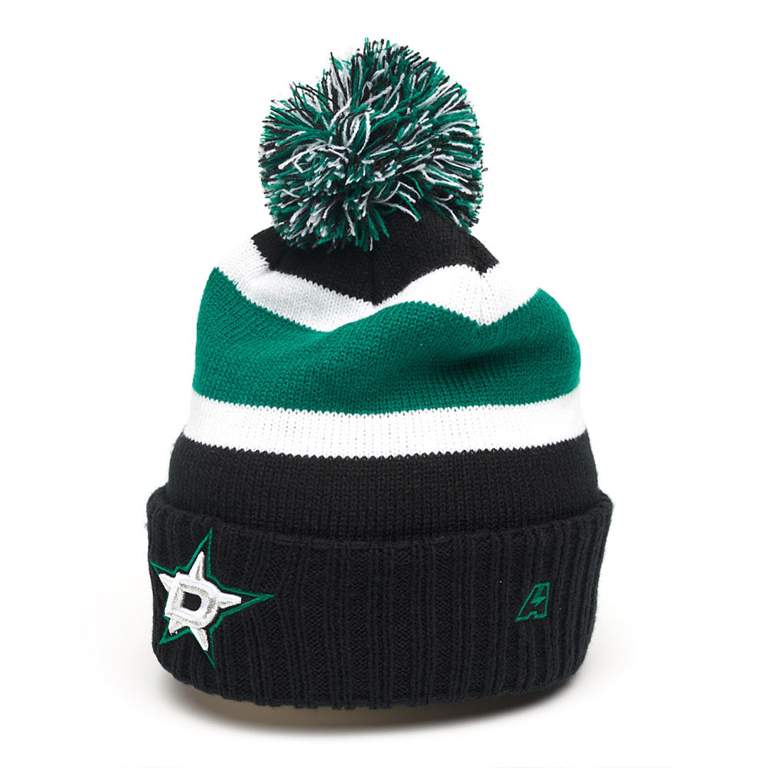 Купить Шапка "NHL Dallas Stars" с помпоном черно-бело-зеленая 55-58 в Казахстане — Hockey1.kz