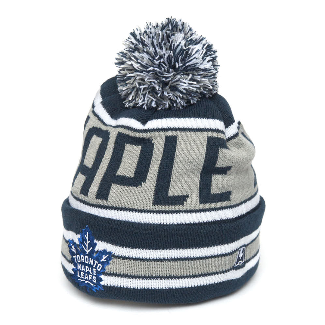 Купить Шапка "NHL Toronto Maple Leafs" подростковая с помпоном сине-серая в Казахстане — Hockey1.kz