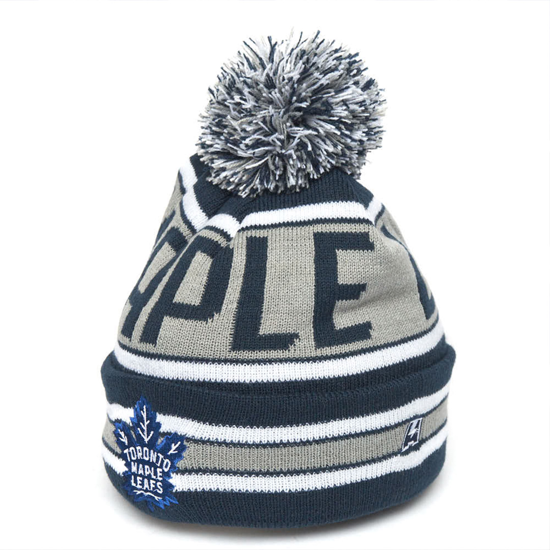 Купить Шапка "NHL Toronto Maple Leafs" с помпоном сине-серая 55-58 в Казахстане — Hockey1.kz