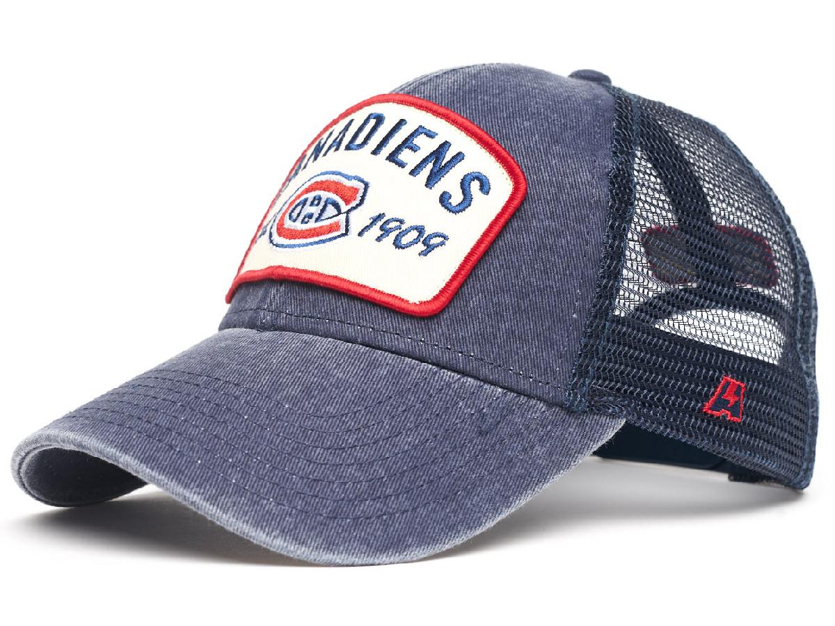 Бейсболка "NHL Montreal Canadiens Hockey Est. 1909" темно-синяя с сеткой 55-58