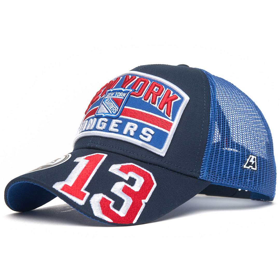 Купить Бейсболка "NHL New York Rangers" №13 сине-голубая с сеткой 55-58 в Казахстане — Hockey1.kz