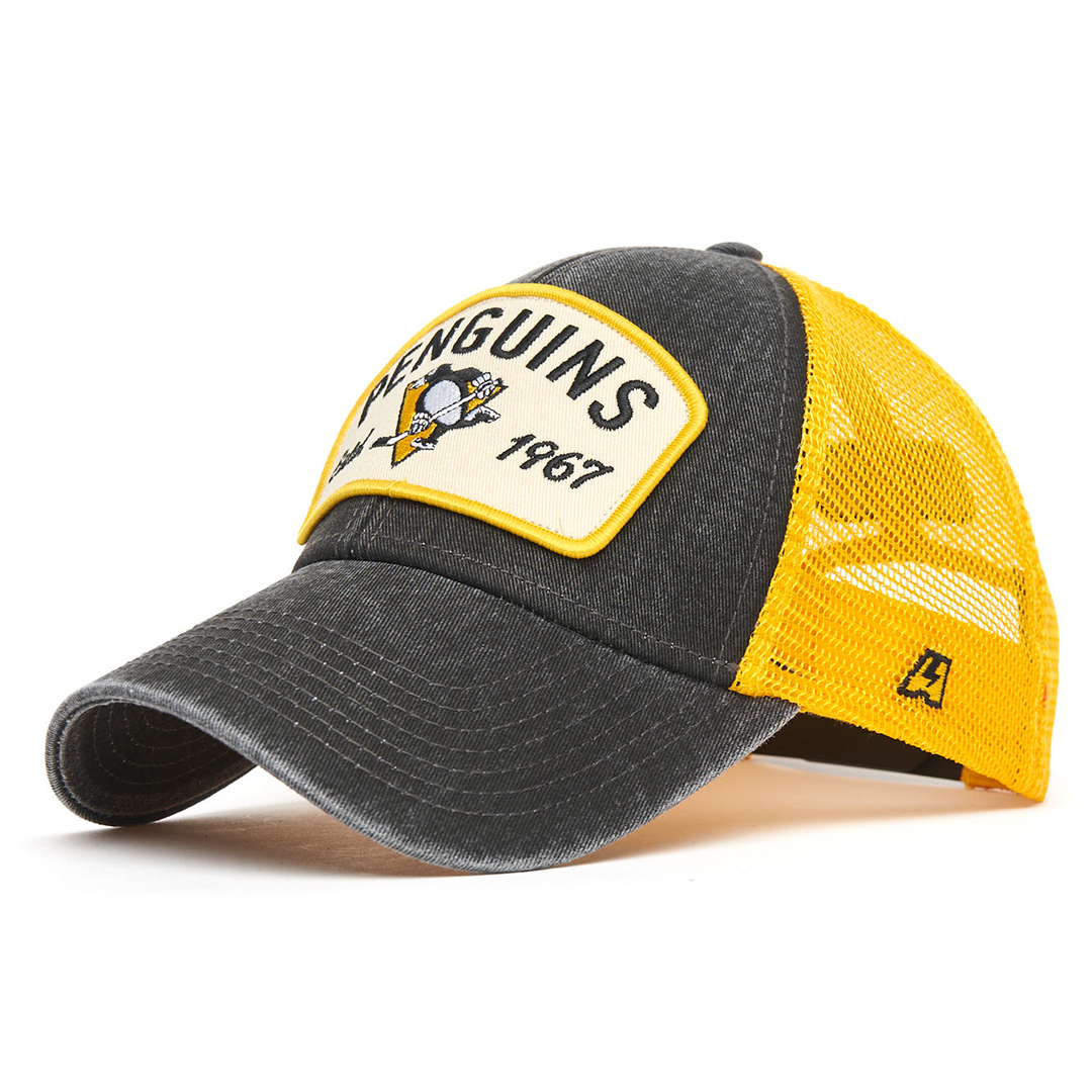 Купить Бейсболка "NHL Pittsburgh Penguins Est. 1967" черно-желтая с сеткой 55-58 в Казахстане — Hockey1.kz