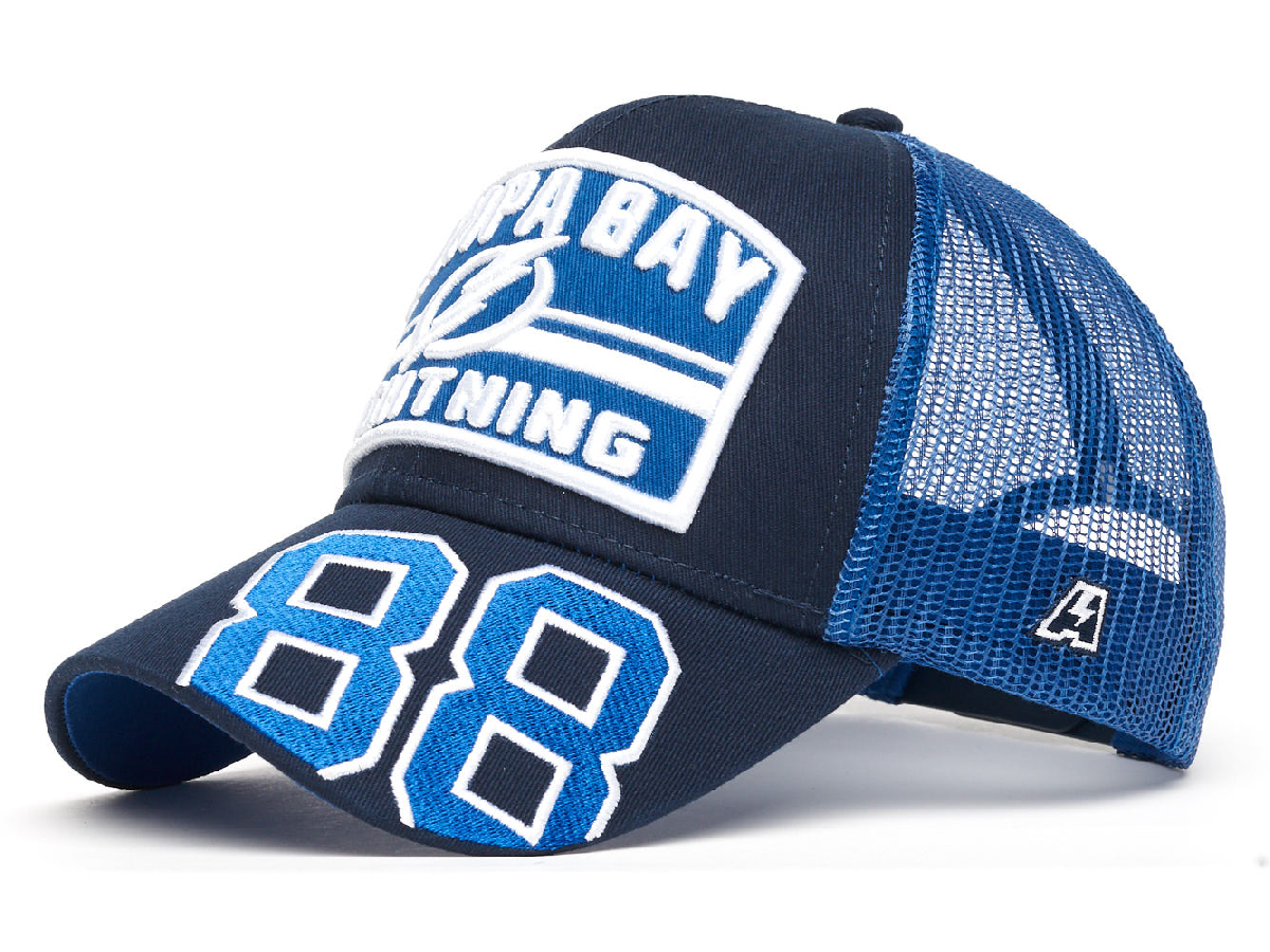 Бейсболка "NHL Tampa Bay Lightings" №88 синяя с сеткой 55-58