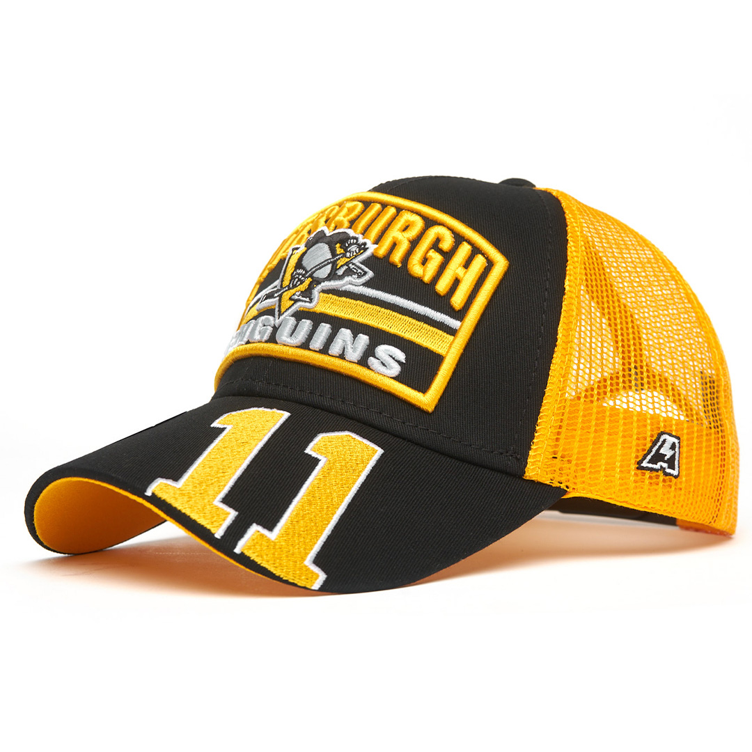 Купить Бейсболка "NHL Pittsburgh Penguins"№11 черно-желтая с сеткой 55-58 в Казахстане — Hockey1.kz