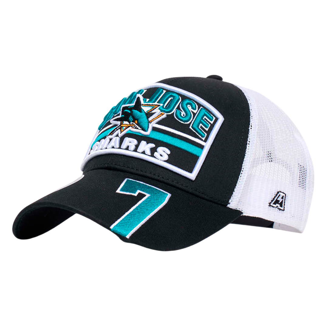 Купить Бейсболка "NHL San Jose Sharks" №7 черно-белая с сеткой 55-58 в Казахстане — Hockey1.kz
