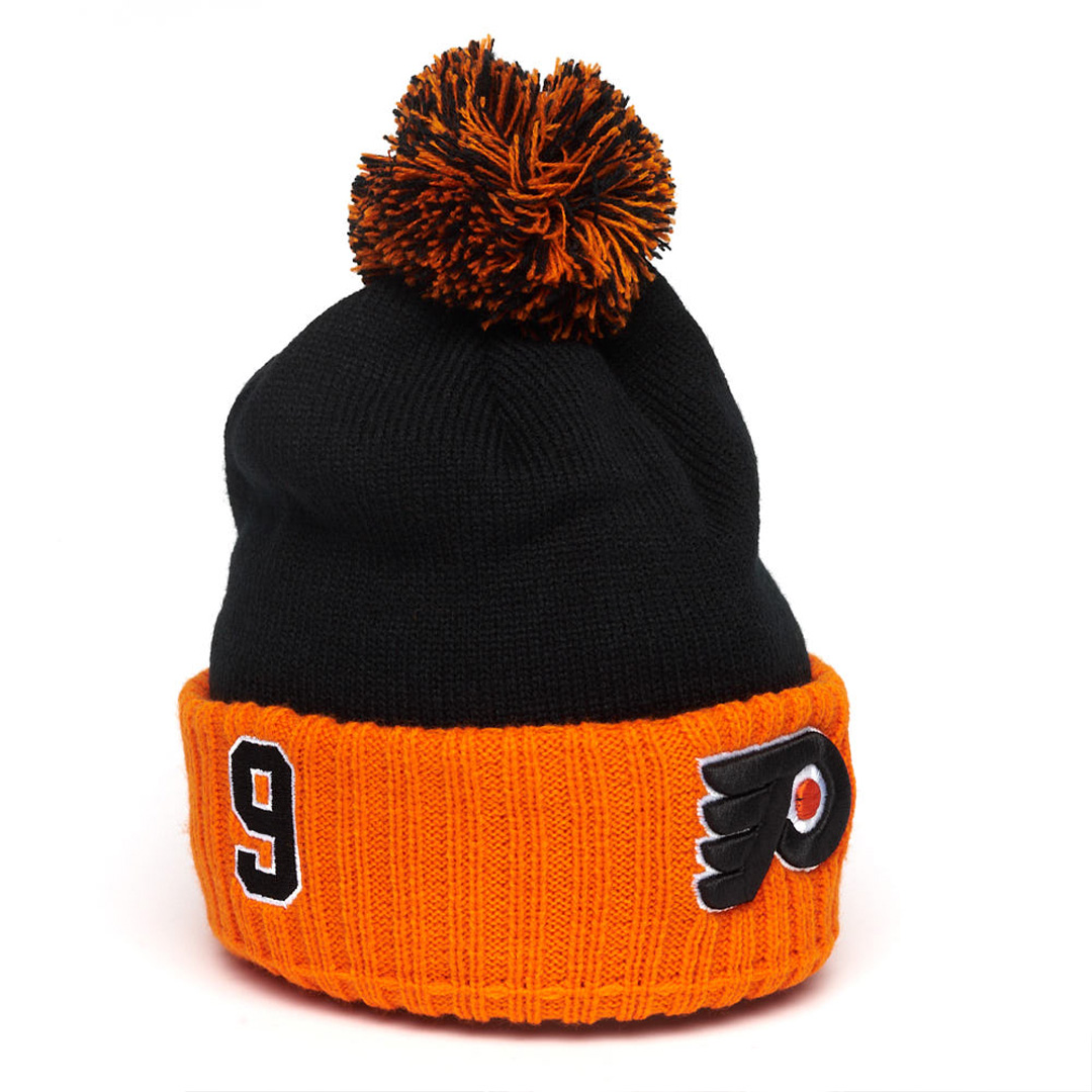 Купить Шапка "NHL Philadelphia Flyers" № 9 с помпоном черно-оранжевая в Казахстане — Hockey1.kz