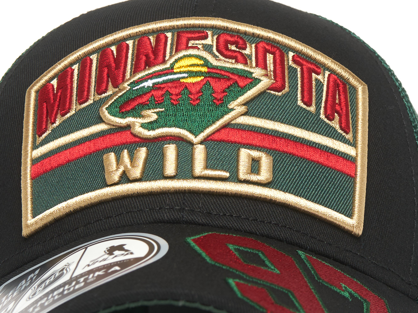 Бейсболка "NHL Minnesota Wild" №97 черно-зеленая с сеткой 52-54