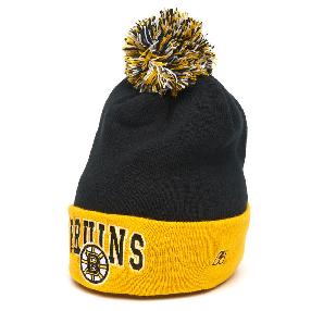Шапка "NHL Boston Bruins" с помпоном черно -желтая 55-58