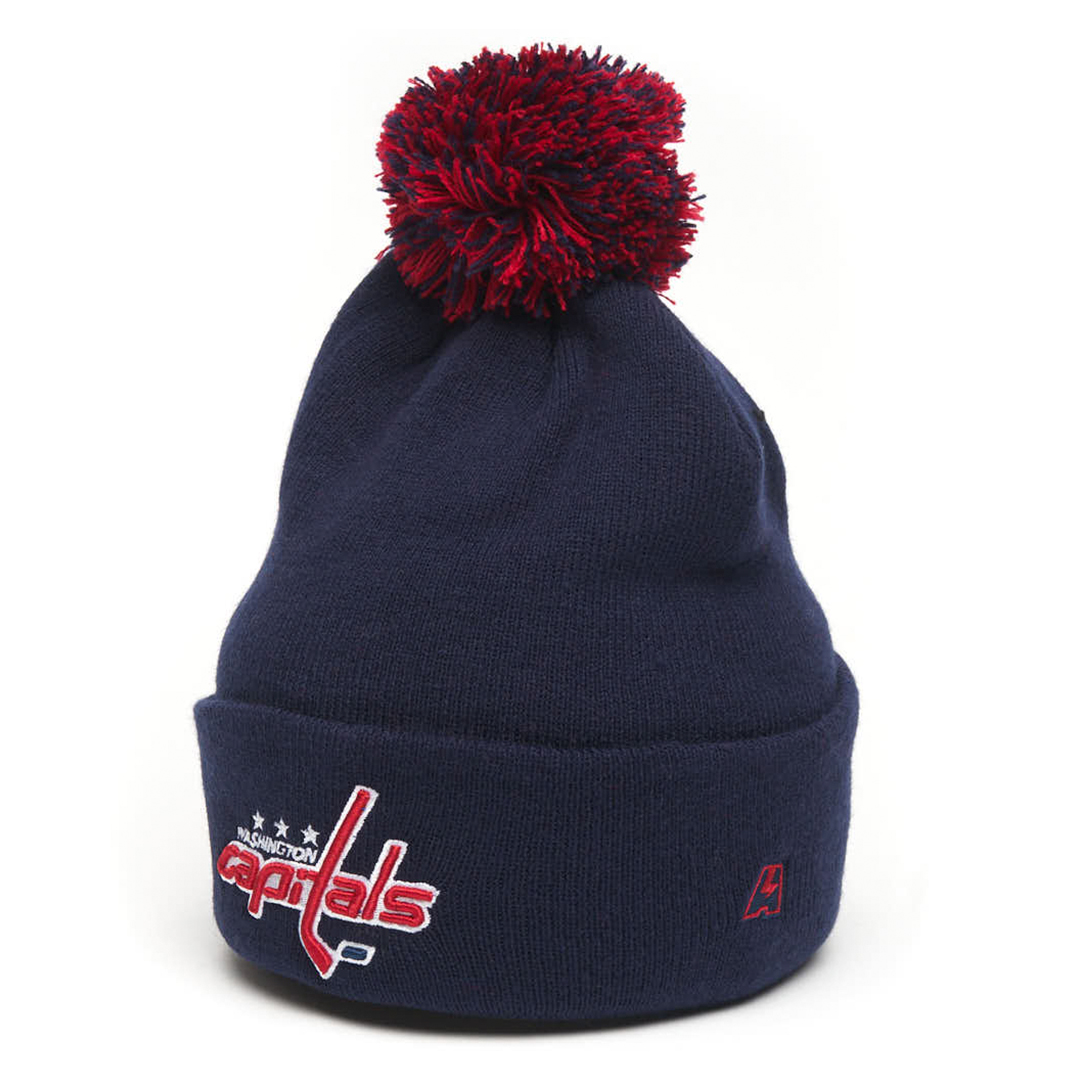 Купить Шапка "NHL Washington Capitals" с помпоном с вышивкой темно-синяя в Казахстане — Hockey1.kz