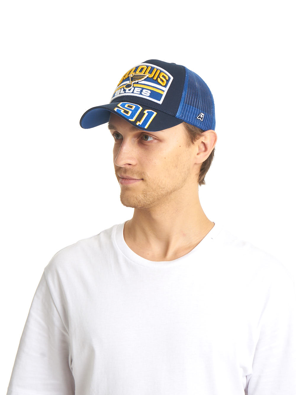 Бейсболка "NHL St.-Louis Blues" №91 сине-голубая с сеткой 55-58