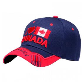 Бейсболка I Love Canada с вышивкой сине-красная
