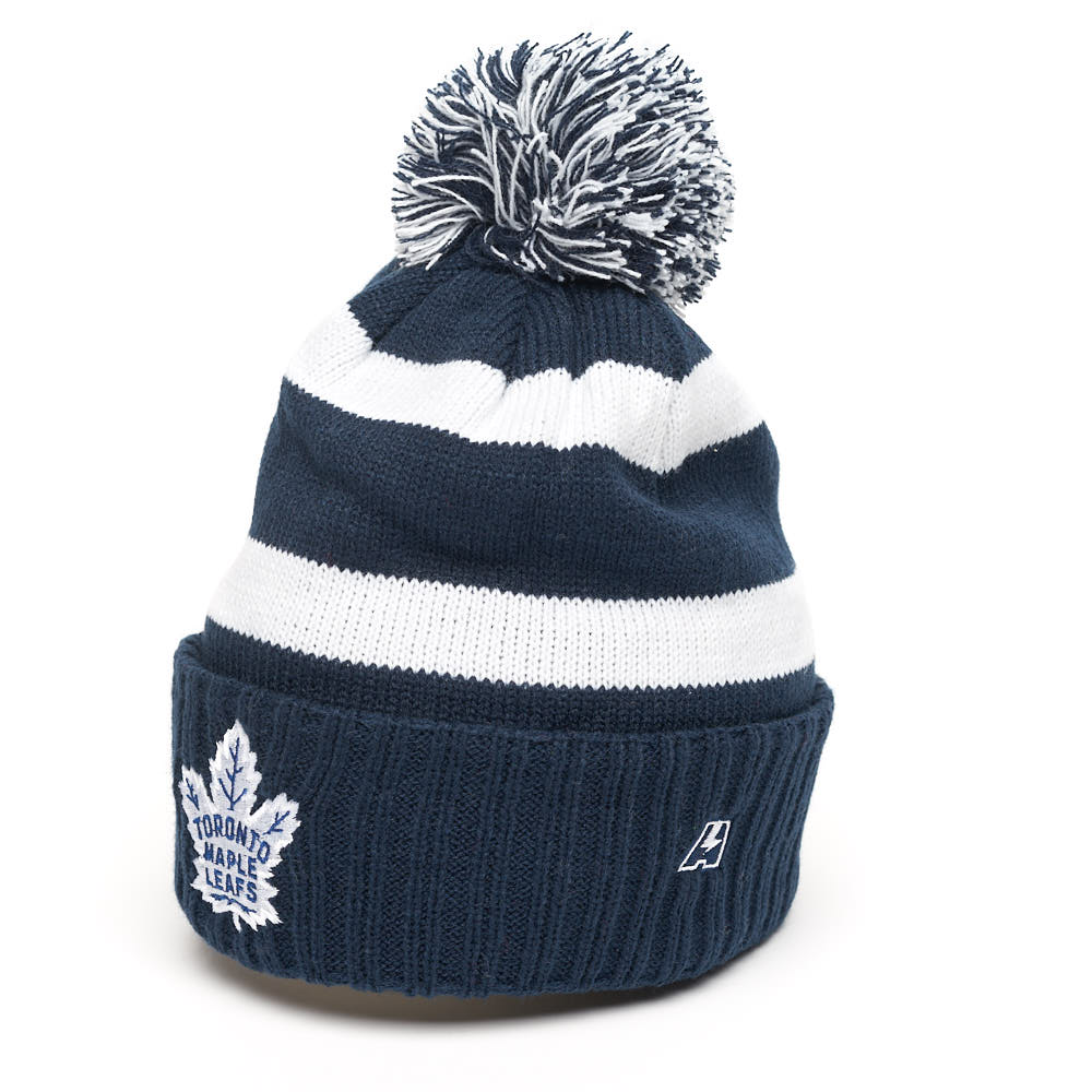 Купить Шапка "NHL Toronto Maple Leafs" с помпоном с вышивкой сине-белая в Казахстане — Hockey1.kz
