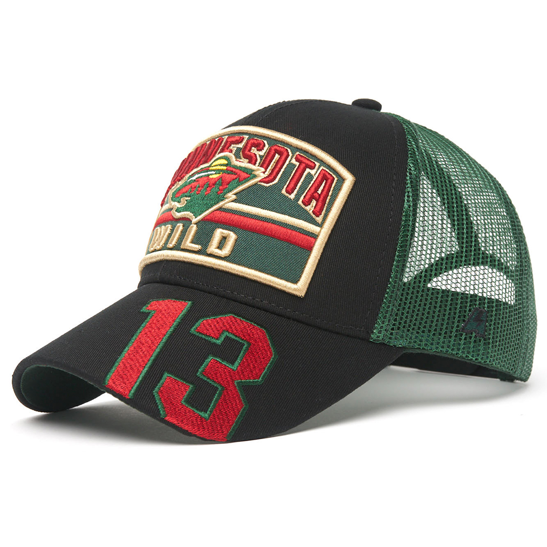 Купить Бейсболка "NHL Minnesota Wild" №13 черно-зеленая с сеткой 55-58 в Казахстане — Hockey1.kz