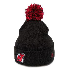Шапка "NHL New Jersey Devils" с помпоном черно-красная 55-58