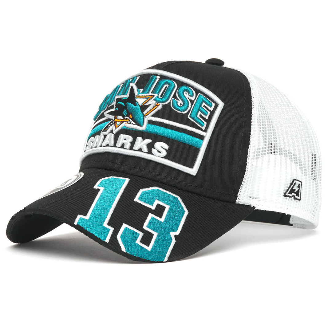 Купить Бейсболка "NHL San Jose Sharks" №13 черно-белая с сеткой 55-58 в Казахстане — Hockey1.kz