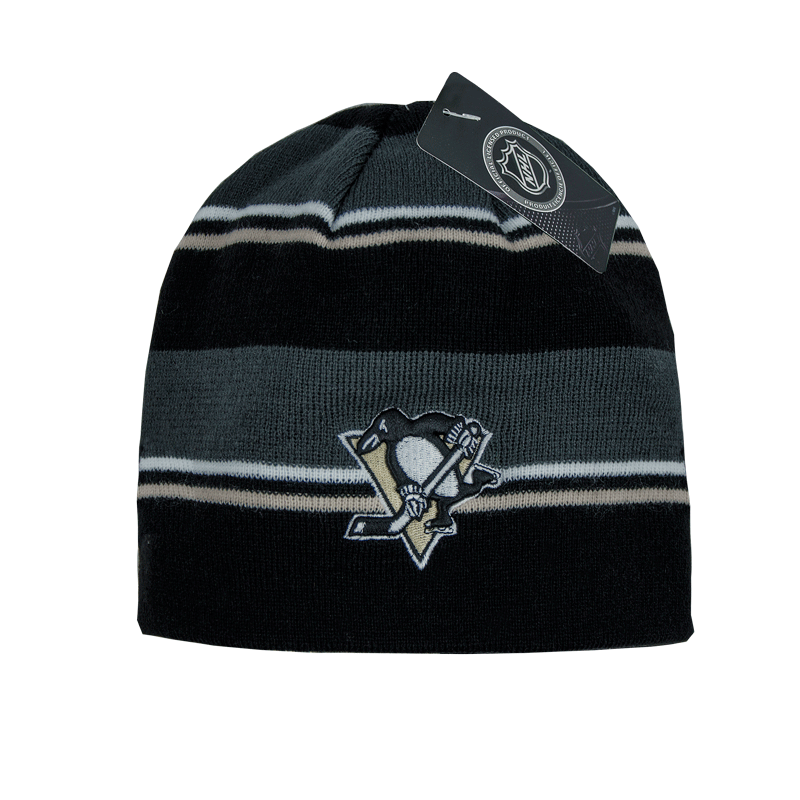 Шапка "NHL Pittsburgh Penguins" с вышивкой черно-серая