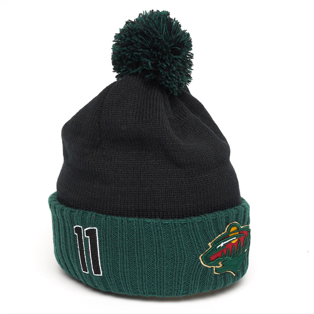 Купить Шапка "NHL Minnesota Wild" №11 с помпоном с вышивкой черно-зеленая в Казахстане — Hockey1.kz
