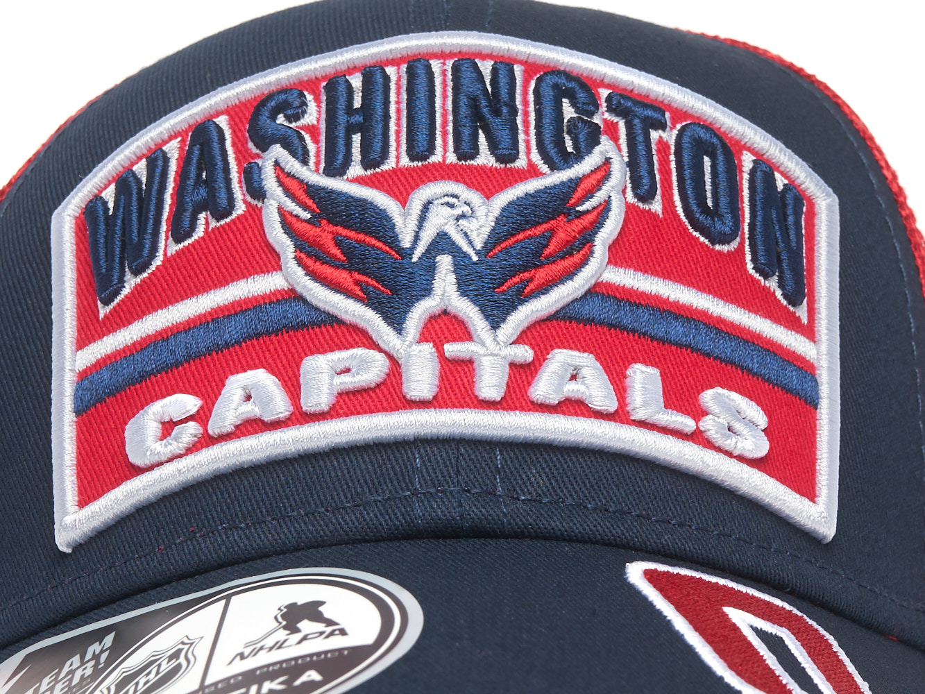 Бейсболка "NHL Washington Capitals" №8 сине-красная с сеткой 52-54